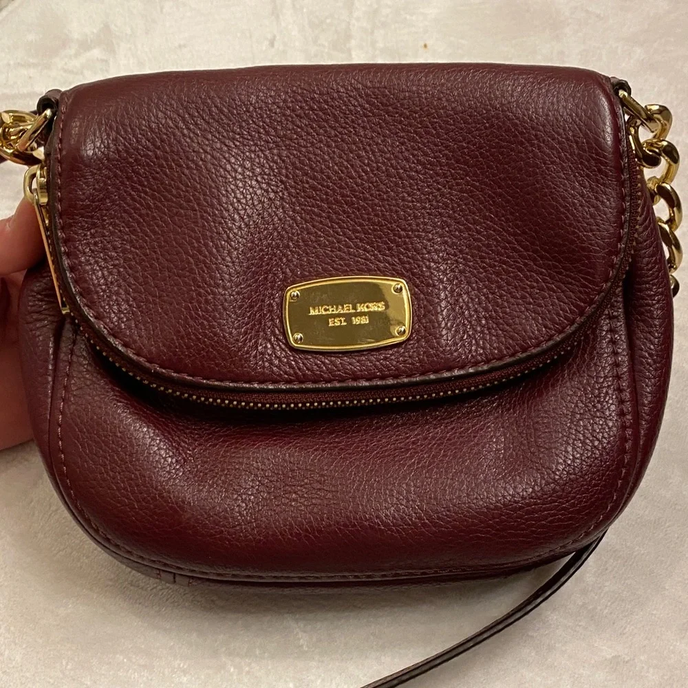 Michael Kors Dark Red Crossbody Bag with Gold Accents - Picture 8 of 8
